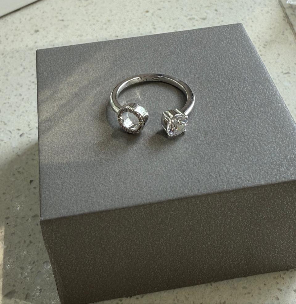 Twin Gleam Open Ring in 925 Silver