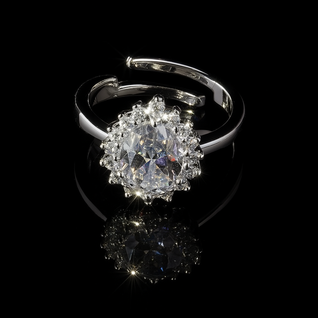 Fleur Halo – Marquise Bloom Ring in 925 Silver