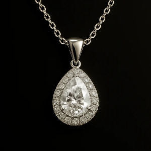 Luna Dewdrop Halo Teardrop Pendant