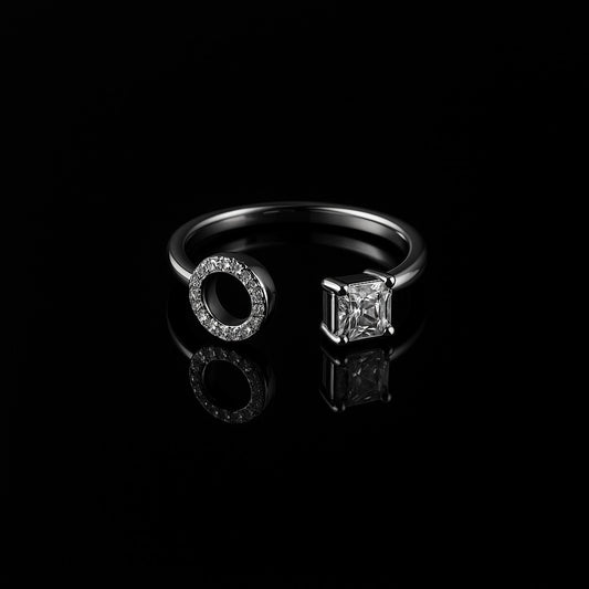 Twin Gleam Open Ring in 925 Silver