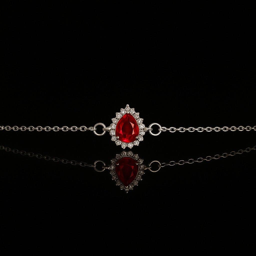 Crimson Bloom Rakhi Bracelet in 925 Silver