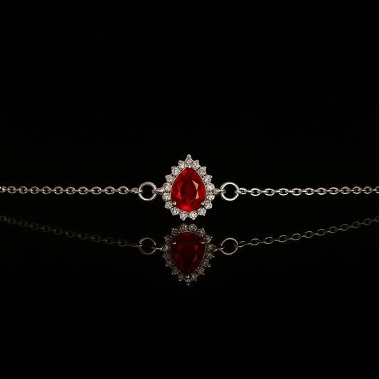 Crimson Bloom Rakhi Bracelet in 925 Silver