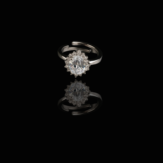 Fleur Halo – Marquise Bloom Ring in 925 Silver
