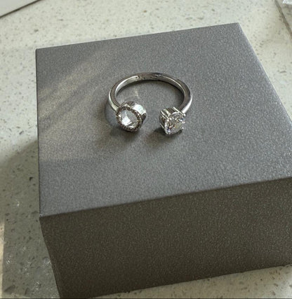 Twin Gleam Open Ring in 925 Silver