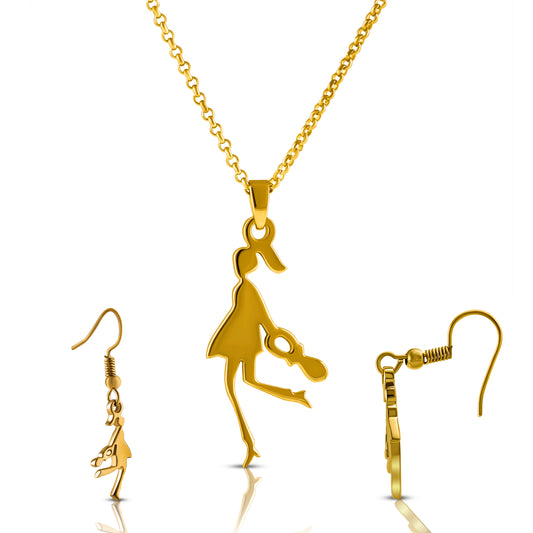 Tennis Belle Golden Pendant Set